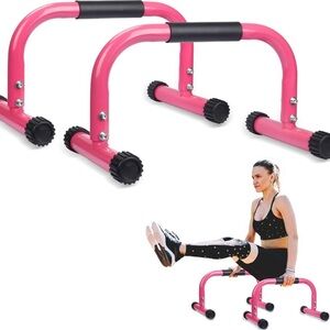 ✨ Pink Parallette Dip Bars – Strength Training Push-Up Bars ✨